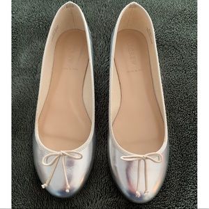JCrew Silver Metallic Ballet Flats
